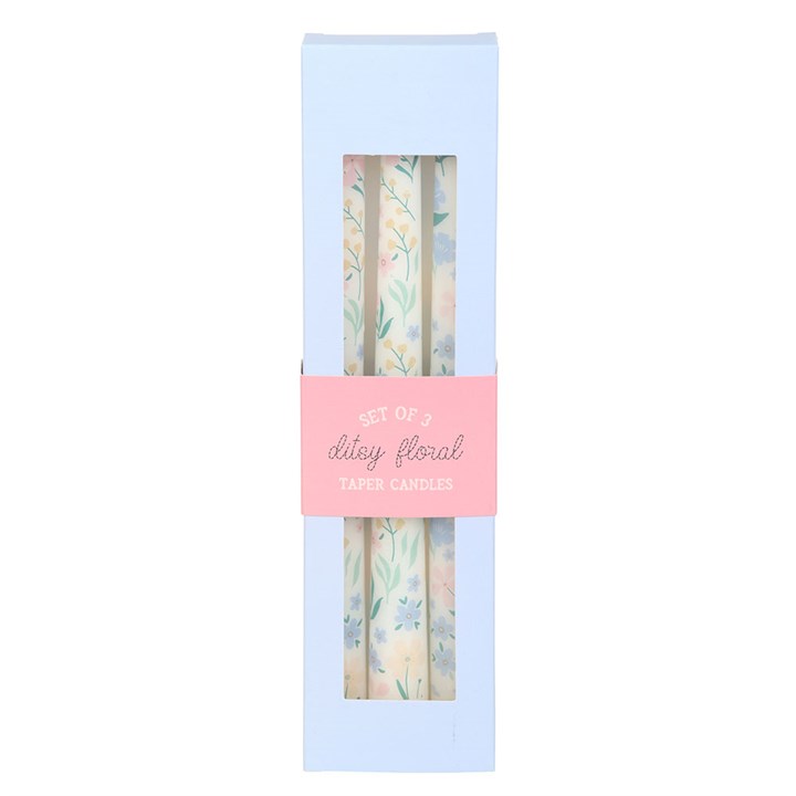 Set of 3 Ditsy Floral Taper Candles Set of 3 Ditsy Floral Taper Candles - Image 2