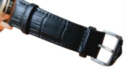 Alternative view of Longbo Mens Automatic Hollow mechanical Dial Analogue Silver/Black Leather Strap Watch