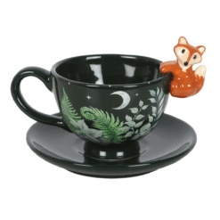 Alternative view of Green Forest Teacup with Fox