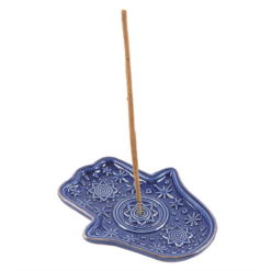 Alternative view of Dark Blue Hand of Hamsa Incense Holder and Trinket Dish