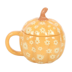 Alternative view of Groovy Floral Pumpkin Lidded Mug