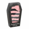 Pink and Black Striped Socks in Coffin Gift Box
