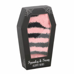 Alternative view of Pink and Black Striped Socks in Coffin Gift Box