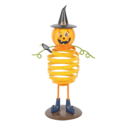 Alternative view of Orange Metal Pumpkin Man Ornament with Spring Body