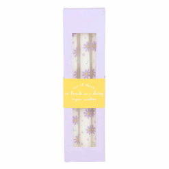 Alternative view of Set of 3 Purple Daisy Taper Candles