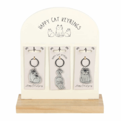 Alternative view of Set of 24 Happy Cat Keyrings on Display