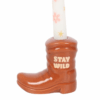 Brown Cowboy Boot Candle Holder with Taper Candle Brown Cowboy Boot Candle Holder with Taper Candle