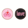 Flaming Dice and Love Pin Badge Set