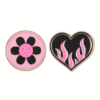 Burning Heart and Sad Flower Pin Badge Set