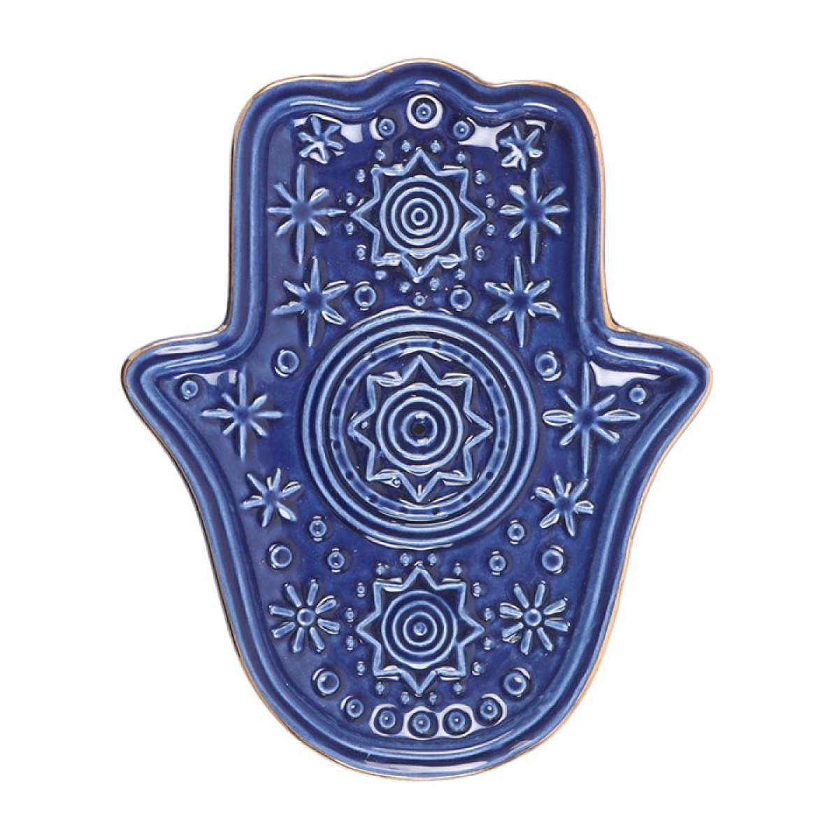 Dark Blue Hand of Hamsa Incense Holder and Trinket Dish Dark Blue Hand of Hamsa Incense Holder and Trinket Dish - Image 3