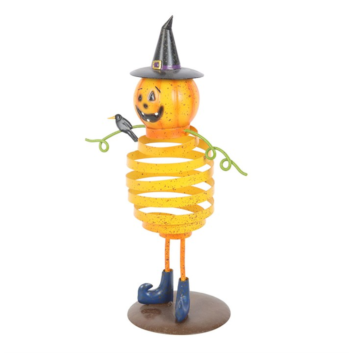 Orange Metal Pumpkin Man Ornament with Spring Body Orange Metal Pumpkin Man Ornament with Spring Body - Image 3