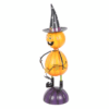 Orange Metal Pumpkin Man Ornament with Witch Hat
