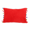 Red Holly Jolly Cushion with Pom Poms Red Holly Jolly Cushion with Pom Poms