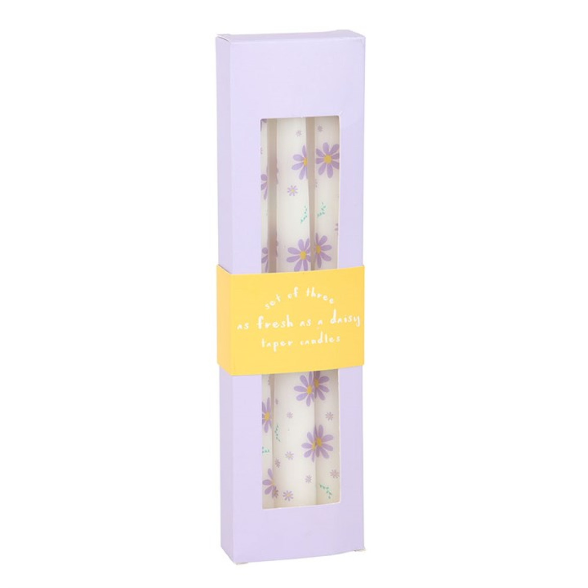 Set of 3 Purple Daisy Taper Candles Set of 3 Purple Daisy Taper Candles - Image 3
