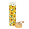 Sunflower Print Glass Water Bottle