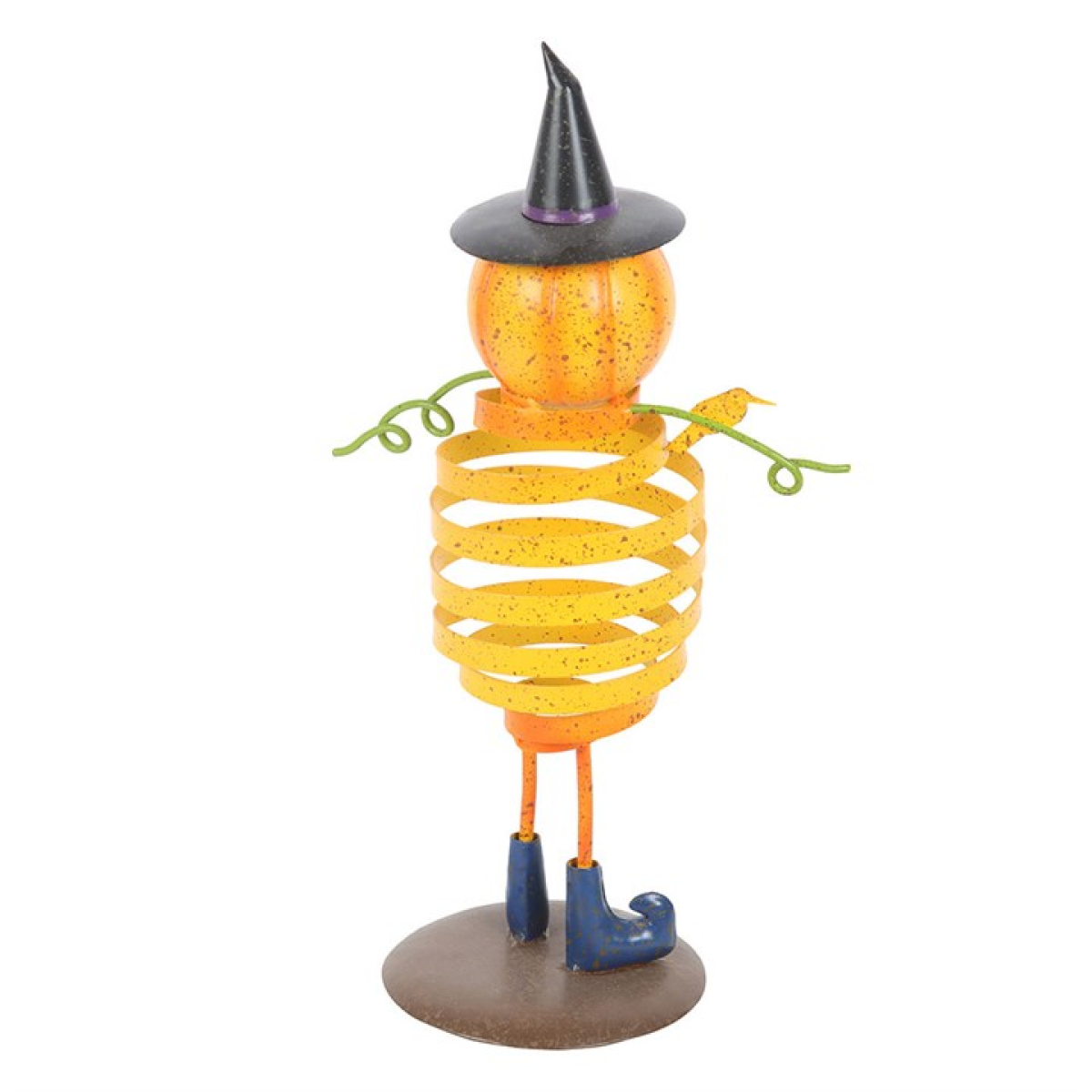 Orange Metal Pumpkin Man Ornament with Spring Body Orange Metal Pumpkin Man Ornament with Spring Body - Image 4