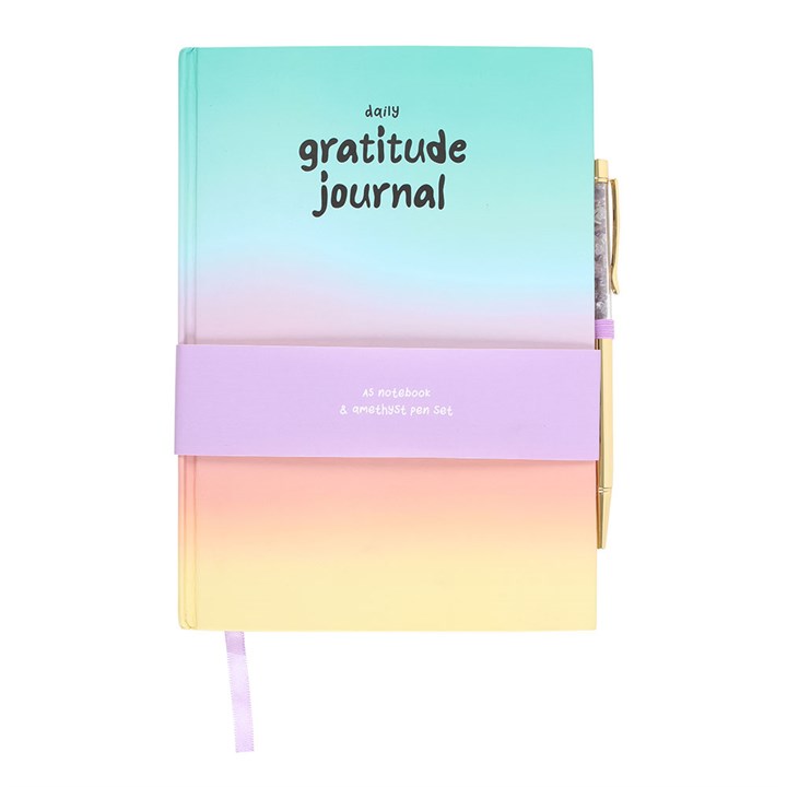 Multicoloured Gratitude Journal with Amethyst Pen Multicoloured Gratitude Journal with Amethyst Pen