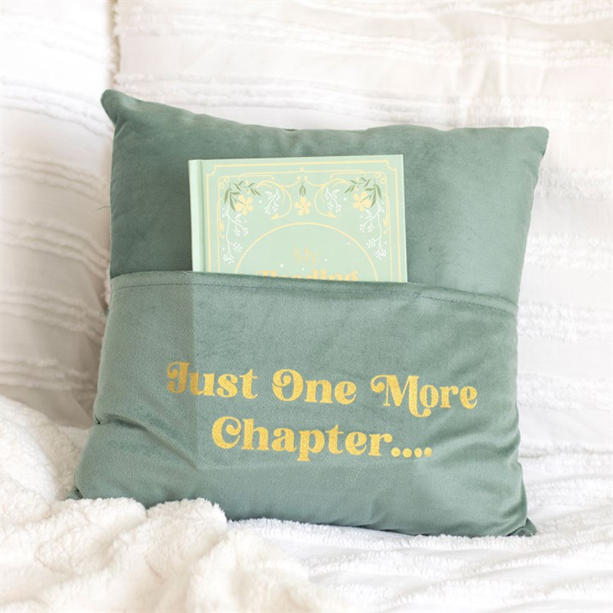Just One More Chapter Cushion with Book Pocket Just One More Chapter Cushion with Book Pocket