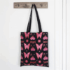 Flaming Butterfly Print Polycotton Tote Bag