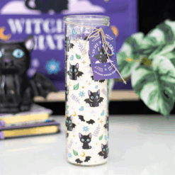 Cute and Creepy Cat Print Lavender Tube Candle