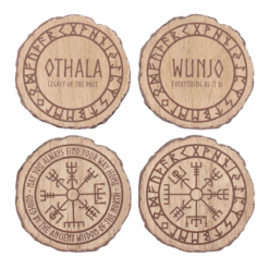 Alternative view of Set of 4 Norse Mythology Wood Slice Coasters