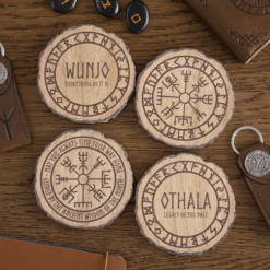 Set of 4 Norse Mythology Wood Slice Coasters