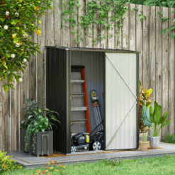 Alternative view of Compact Galvanised Steel Garden Storage Shed with Sliding Door – Weather-Resistant Outdoor Tool Organiser