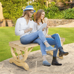 Alternative view of Outdoor Wooden Garden Bench – Solid Fir Wood Construction for Patio or Lawn