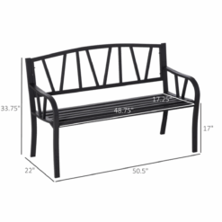 Alternative view of Outdoor Garden Bench – Metal Garden Chair for Patio, Lawn & Backyard