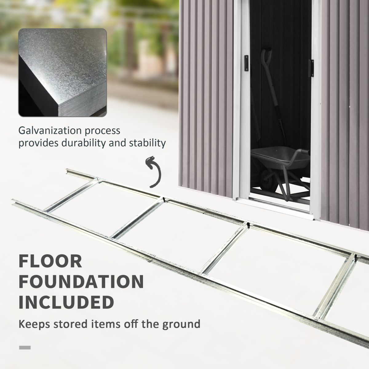 Metal Garden Shed with Sliding Doors – Outdoor Storage House for Tools, Equipment & Bikes Metal Garden Shed with Sliding Doors – Outdoor Storage House for Tools, Equipment & Bikes - Image 3