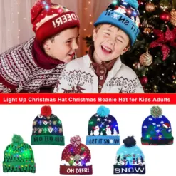 Alternative view of LED Light Up Christmas Hat - Warm Knitted Beanie for Festive Fun