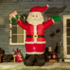8ft Inflatable Santa Claus Holding Light-Up “Blessings” Sign with LED Lights