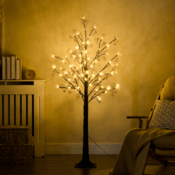 Alternative view of 5ft Artificial Tree with Warm White LED Lights, Baby Breath Flowers