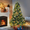 1.8m 6ft Pre-Lit Artificial Christmas Tree 200 LED Tree Decorative Balls Stand