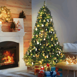 Alternative view of 1.8m 6ft Pre-Lit Artificial Christmas Tree 200 LED Tree Decorative Balls Stand