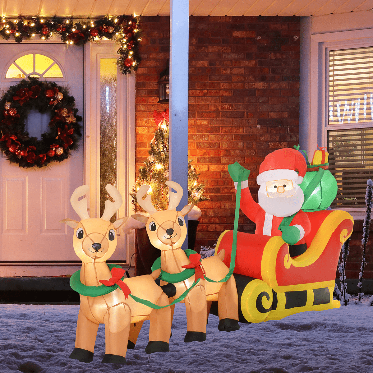 3.5ft Christmas Inflatable Santa Claus on Sleigh LED Indoor Outdoor 3.5ft Christmas Inflatable Santa Claus on Sleigh LED Indoor Outdoor - Image 2