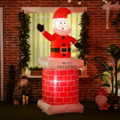 Alternative view of 7ft Christmas Inflatable Santa Claus from Chimney with LED Lights