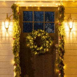 Alternative view of 55CM Pre-lit Christmas Wreath 50 Warm White LED Ideal Xmas Artificial Door Deco