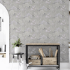 Japanese Garden Wallpaper in Grey – Swallow Bird & Tree Design (SW12)