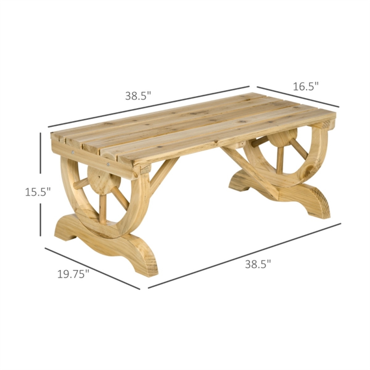 Outdoor Wooden Garden Bench – Solid Fir Wood Construction for Patio or Lawn Outdoor Wooden Garden Bench – Solid Fir Wood Construction for Patio or Lawn - Image 4