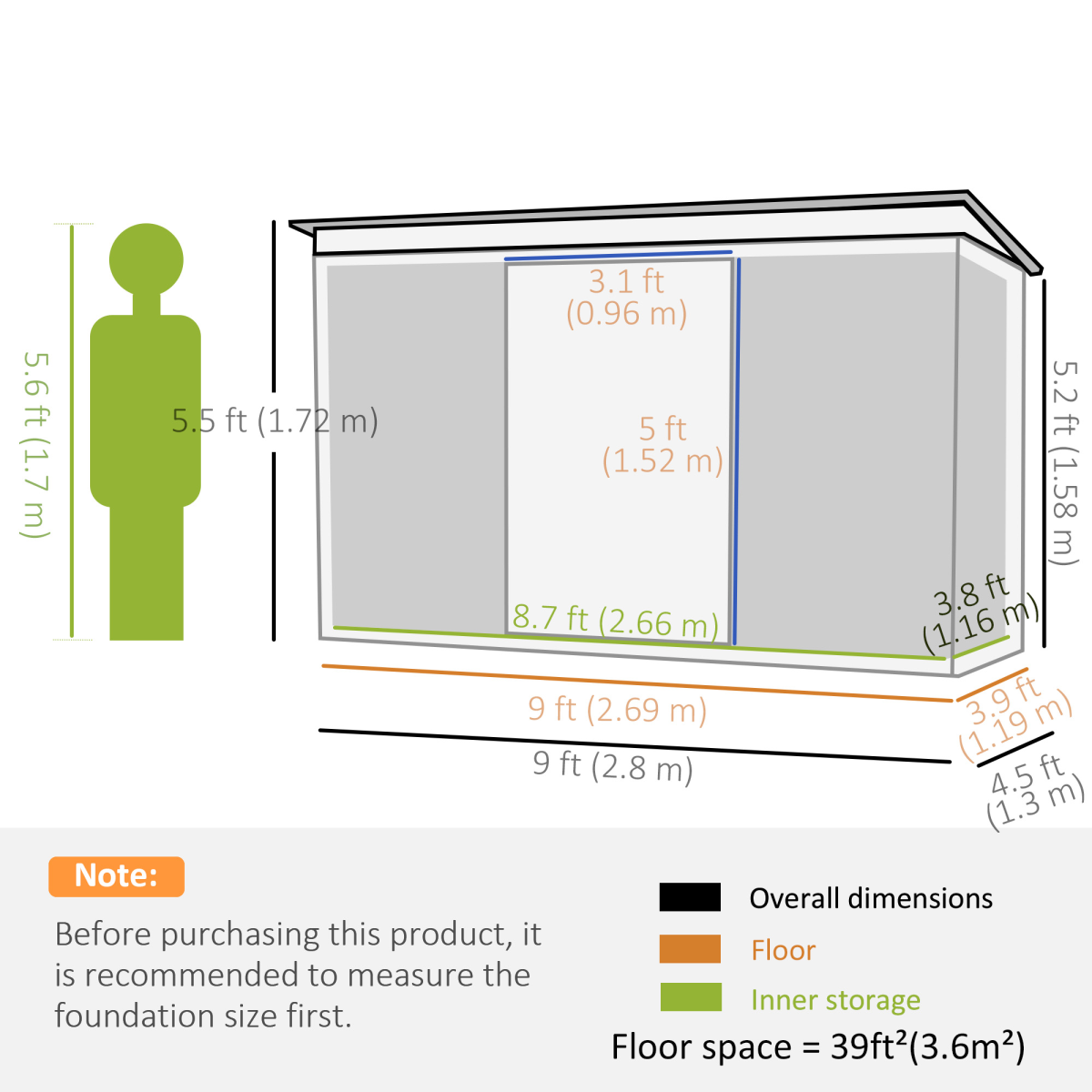 Metal Garden Shed with Sliding Doors – Outdoor Storage House for Tools, Equipment & Bikes Metal Garden Shed with Sliding Doors – Outdoor Storage House for Tools, Equipment & Bikes - Image 4