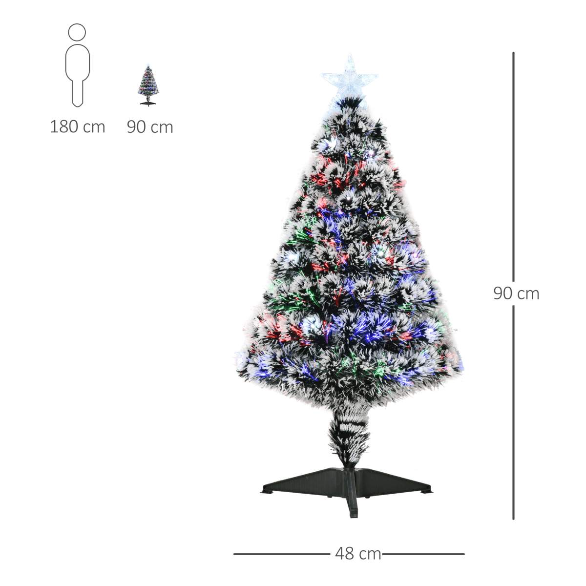 3ft Artificial Prelit Christmas Tree Snow Tree LED Fibre Optics Green White 3ft Artificial Prelit Christmas Tree Snow Tree LED Fibre Optics Green White - Image 3