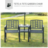 2-Seater Outdoor Garden Bench with Table – Metal Patio Love Seat for Garden & Balcony