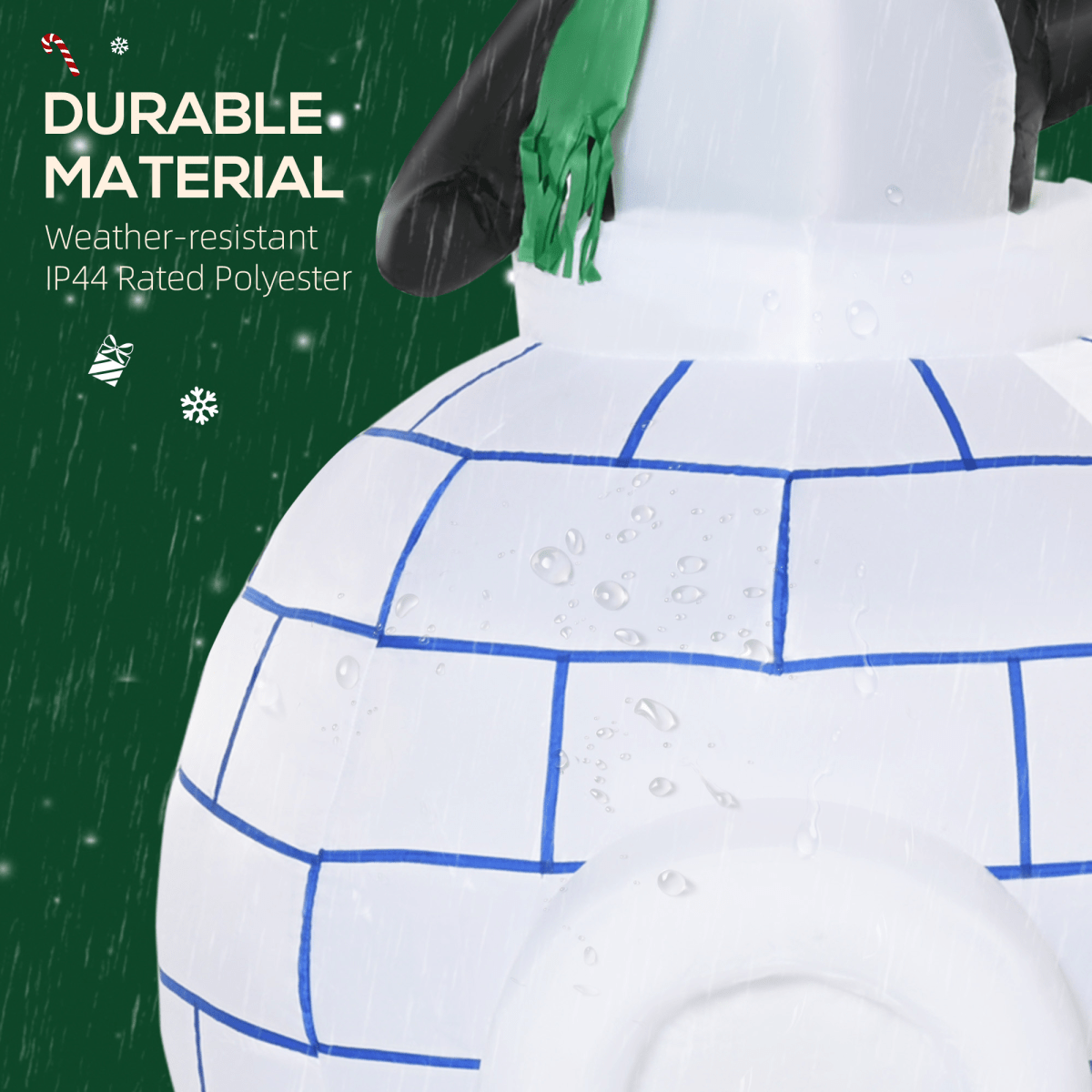 5ft Christmas Inflatable Penguins Wearing a Scarf with Ice House In & outdoors 5ft Christmas Inflatable Penguins Wearing a Scarf with Ice House In & outdoors - Image 5