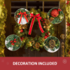 60cm Pre-Lit Artificial Christmas Door Wreath with Holly, LED Lights, and Pine Cones Hanging Décor