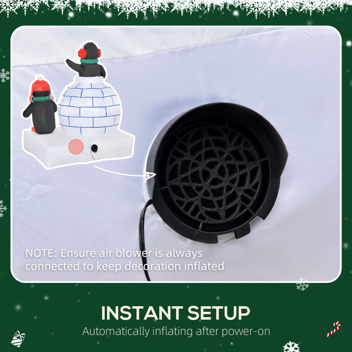 5ft Christmas Inflatable Penguins Wearing a Scarf with Ice House In & outdoors 5ft Christmas Inflatable Penguins Wearing a Scarf with Ice House In & outdoors - Image 6