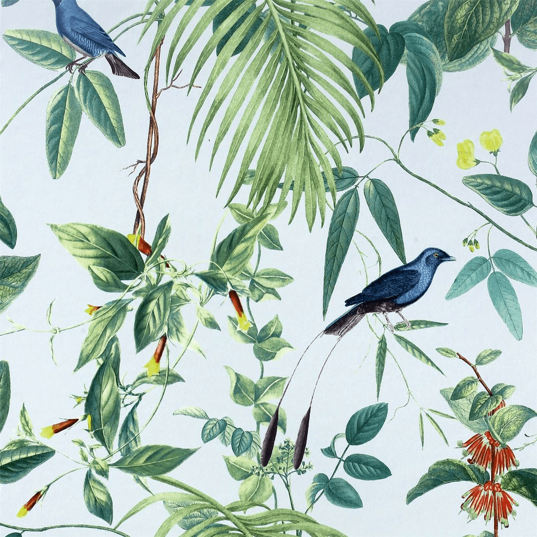 Exotic Garden Blue SW12 – Luxury Botanical Wallpaper with Tropical Birds Exotic Garden Blue SW12 – Luxury Botanical Wallpaper with Tropical Birds - Image 3