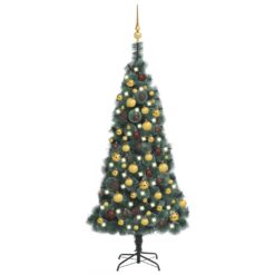 Artificial Christmas Tree with LEDs & Ball Set – Green – 120–180 cm – PVC & PE