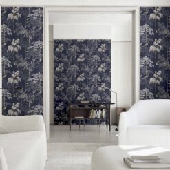 Alternative view of Japanese Garden Blue Wallpaper (SW12) – Serene Floral Design