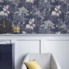 Japanese Garden Blue Wallpaper (SW12) – Serene Floral Design